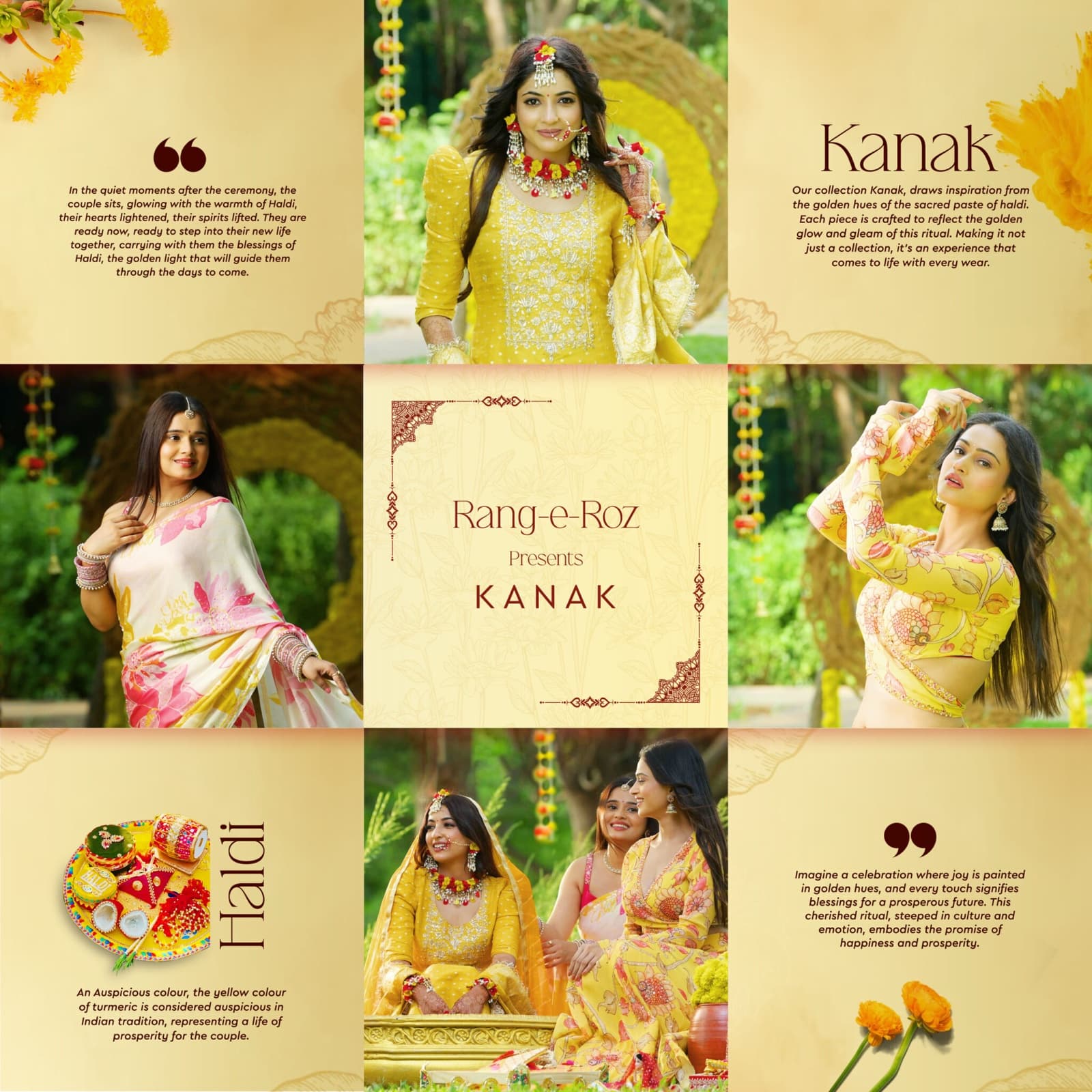 Rang-e-Roz Kanak collection Haldi ceremony grid campaign