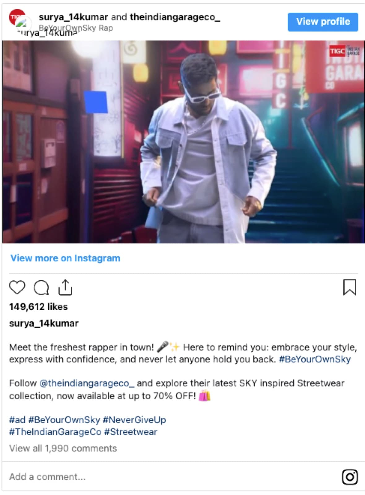 Fan comments on the SKY UP NOW campaign reel