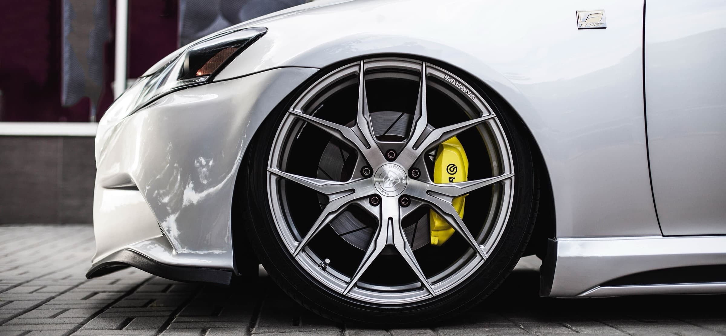 Close detail of an alloy wheel rim